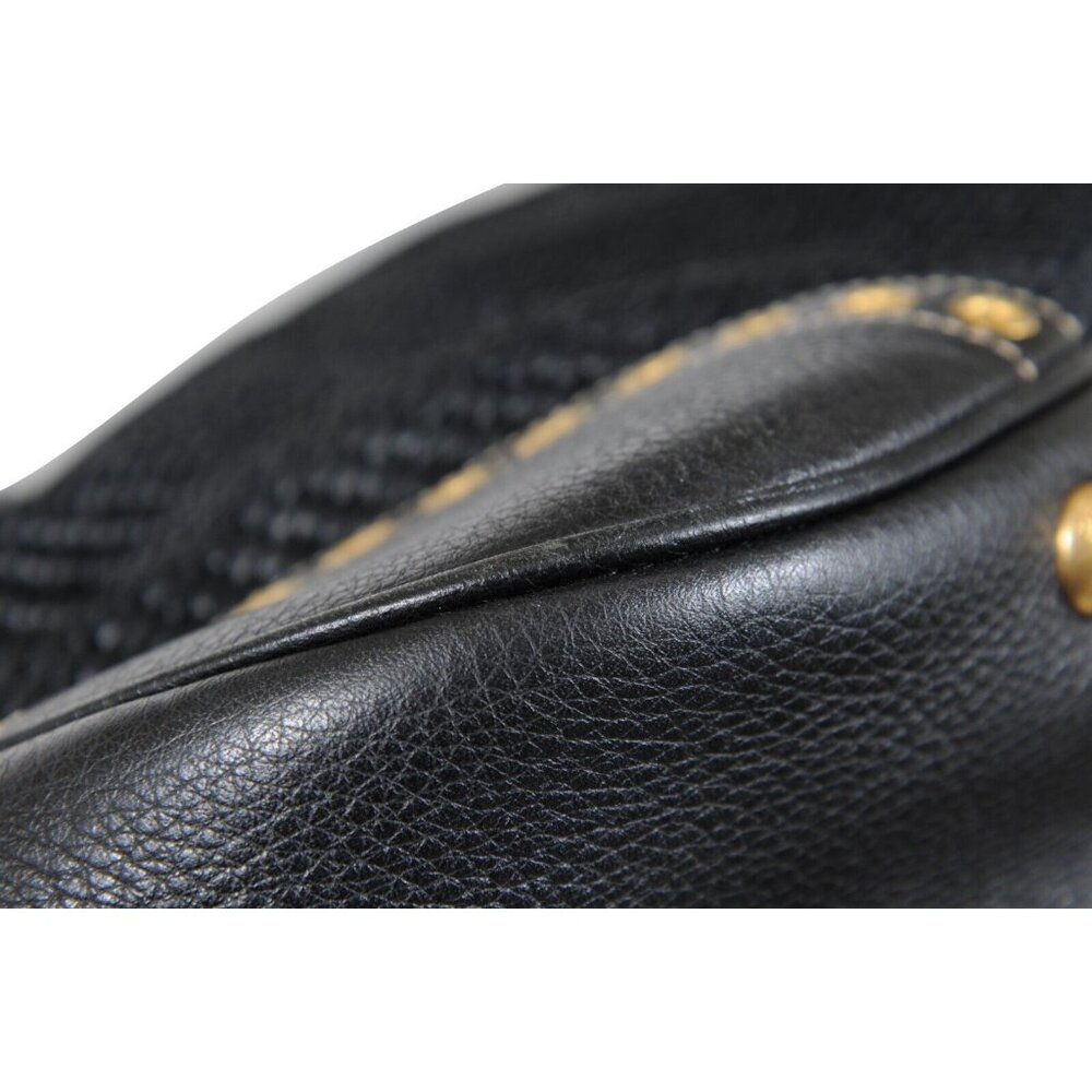 Prada Womens Paglia Vitello Daino Frame Satchel Shoulder Bag Black Woven Raffia - Picture 12 of 16